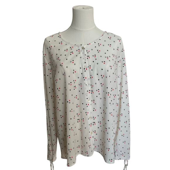 HONEY | Women's Long Sleeve Charming Valentine Hearts Print Shirt | Size Large - Picture 1 of 5